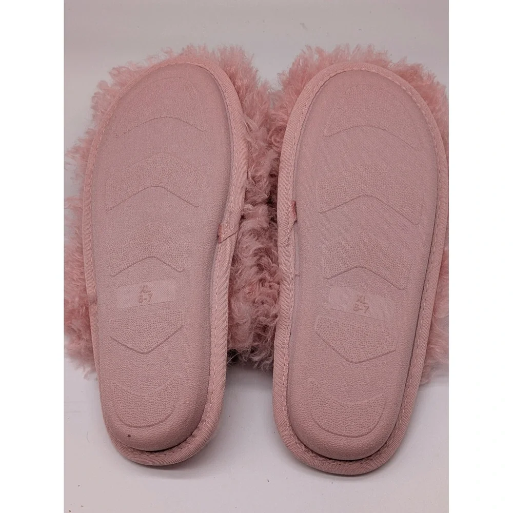 Art Class Cailey Pink Faux Fur Scuff Slippers Girls XL 6-7 NWT Cozy Plush